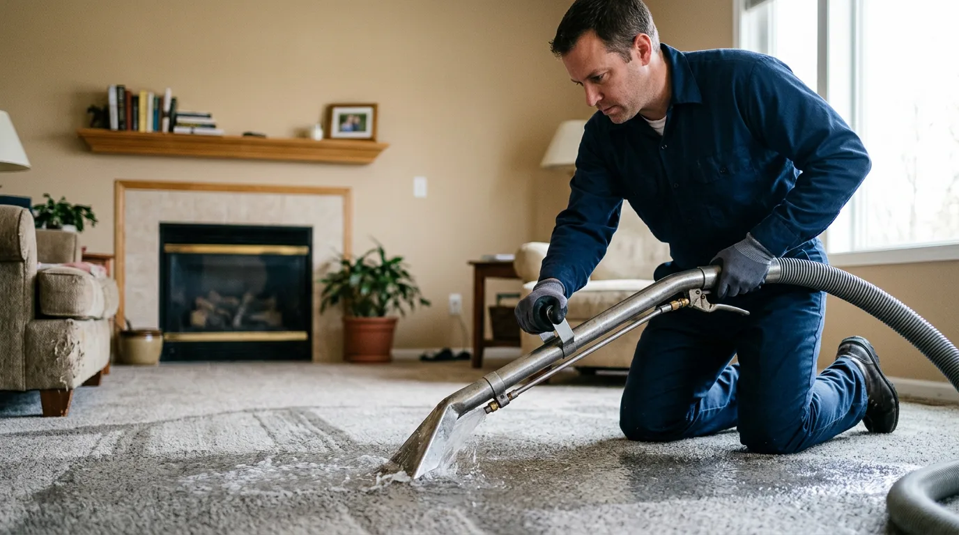 Water damage restoration technician working near South Cairo, NY